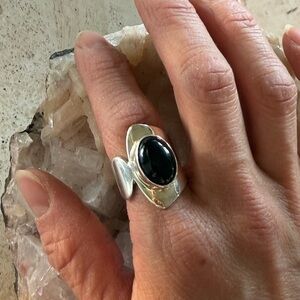 Silver 925 and Black Onyx Stone Ring size 6